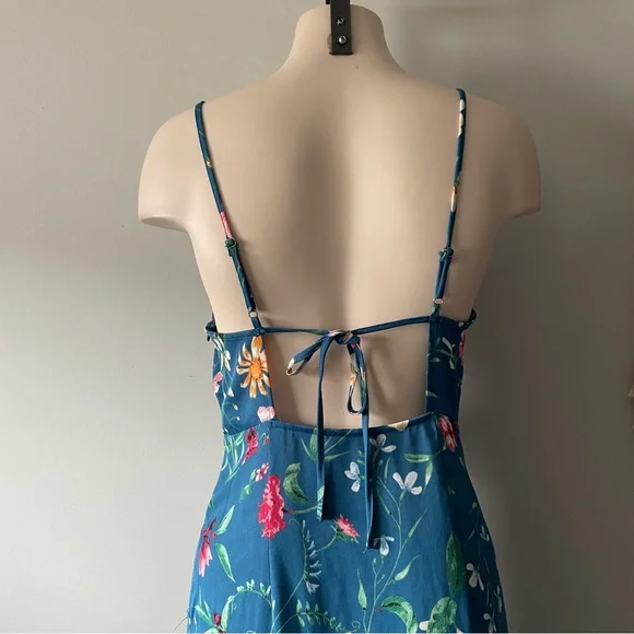 Dress Forum Ruffle Floral High Low Wrap Style Maxi Dress Size Medium Y2K Vibes - Picture 5 of 9